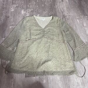Motherhood M Green Cami Lined Maternity Blouse Back Tie Sheer Lacy  Bag7